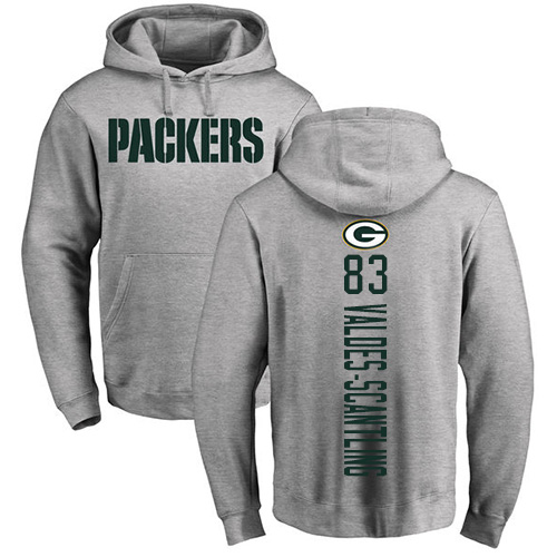 Men Green Bay Packers Ash 83 Valdes-Scantling Marquez Backer Nike NFL Pullover Hoodie Sweatshirts